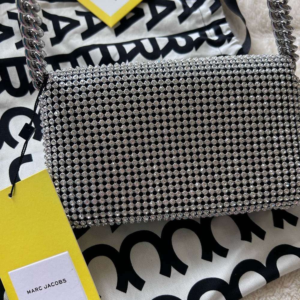 NWT MARC JACOBS The Rhinestone J Marc Crystal Embellished Shoulder Bag - Picture 7 of 17